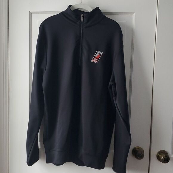 PORTLAND TRAIL BLAZERS QUARTER ZIP SIZE LARGE BLACK ANTIGUA BASKETBALL NBA - Picture 1 of 7